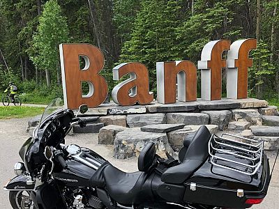 Banff Sign with harley-Davidson